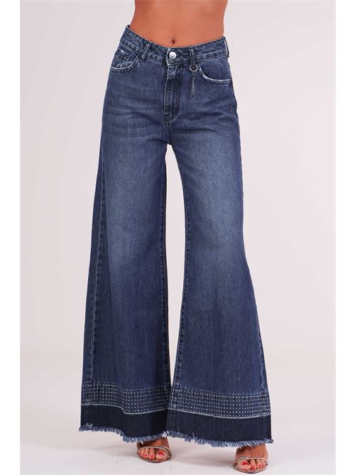 Jeans palazzo con strass Luckylu Milano | PA02DFDENIM WASH